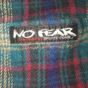 Vtg No Fear Hooded flannel